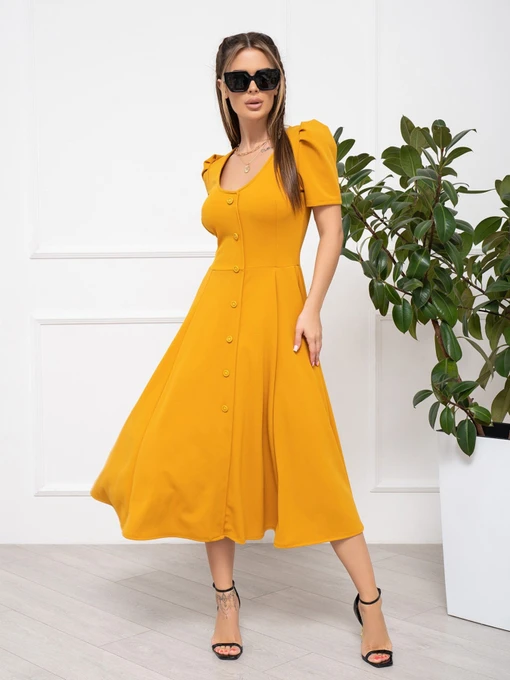 Платья ISSA Plus модель 13933_mustard Фото