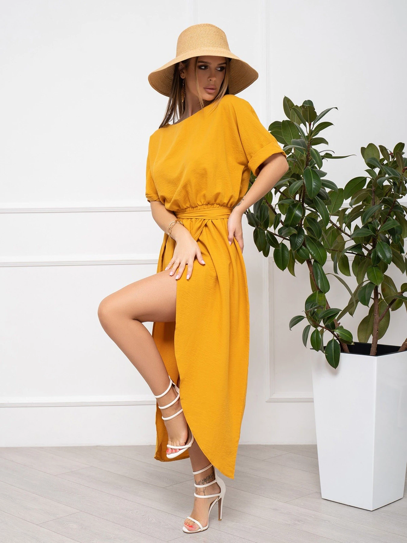 Платья ISSA Plus модель 13936_mustard Платья ISSA Plus модель 13936_mustard Фото