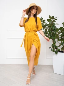Платья ISSA Plus модель 13936_mustard Фото