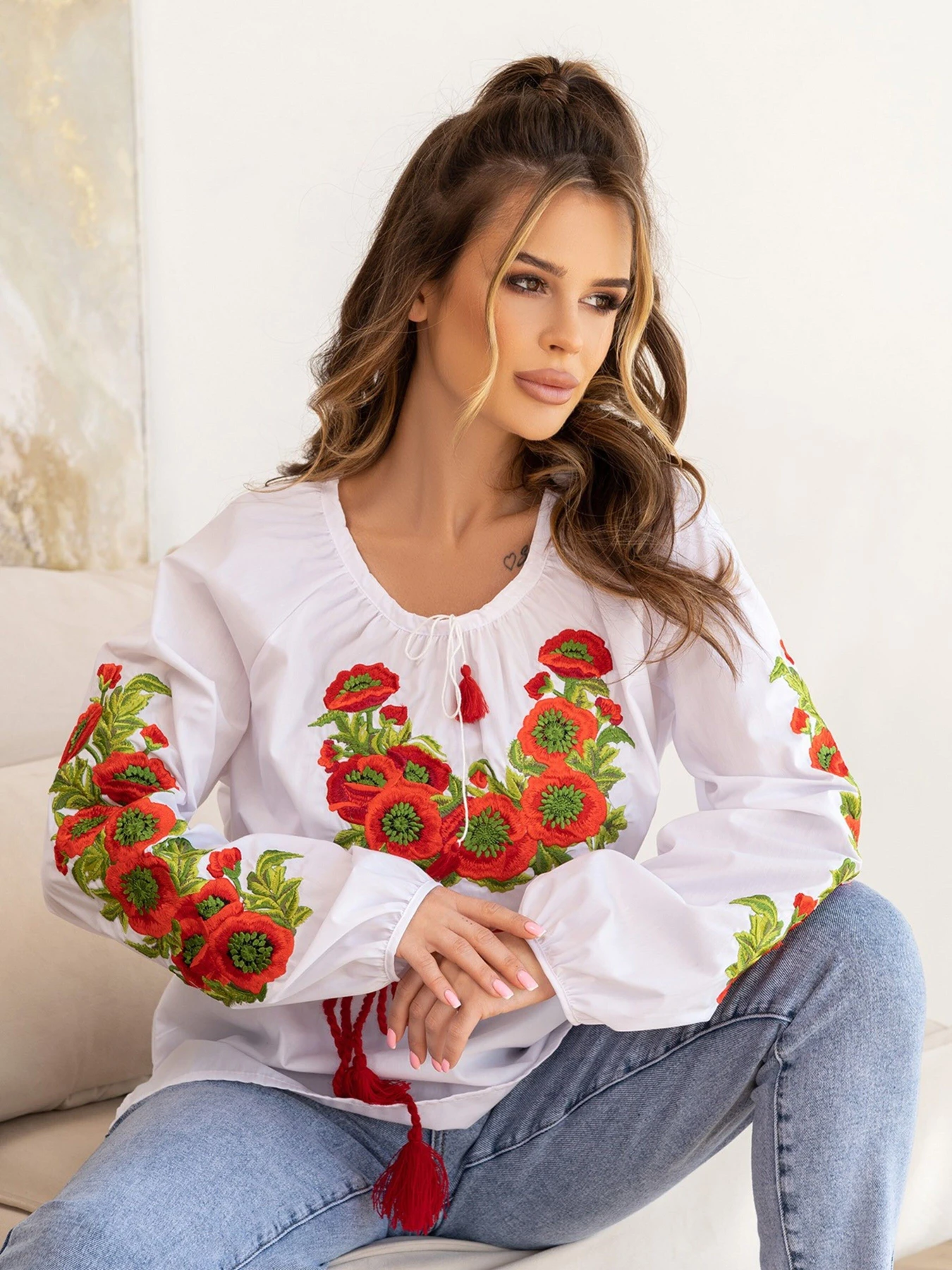 Вышиванки ISSA Plus модель WN20-486_white Фото