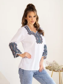 Вышиванки ISSA Plus модель WN20-487_whiteblue Фото