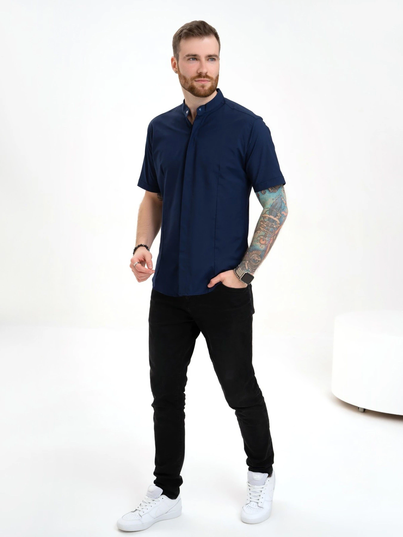 Рубашки ISSA Plus модель GN4-128_darkblue Рубашки ISSA Plus модель GN4-128_darkblue Фото