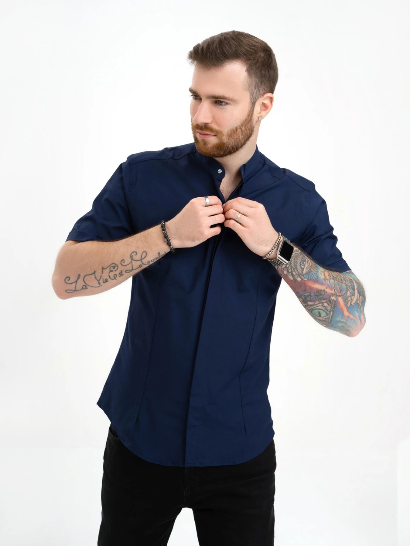 Рубашки ISSA Plus модель GN4-128_darkblue Рубашки ISSA Plus модель GN4-128_darkblue Фото
