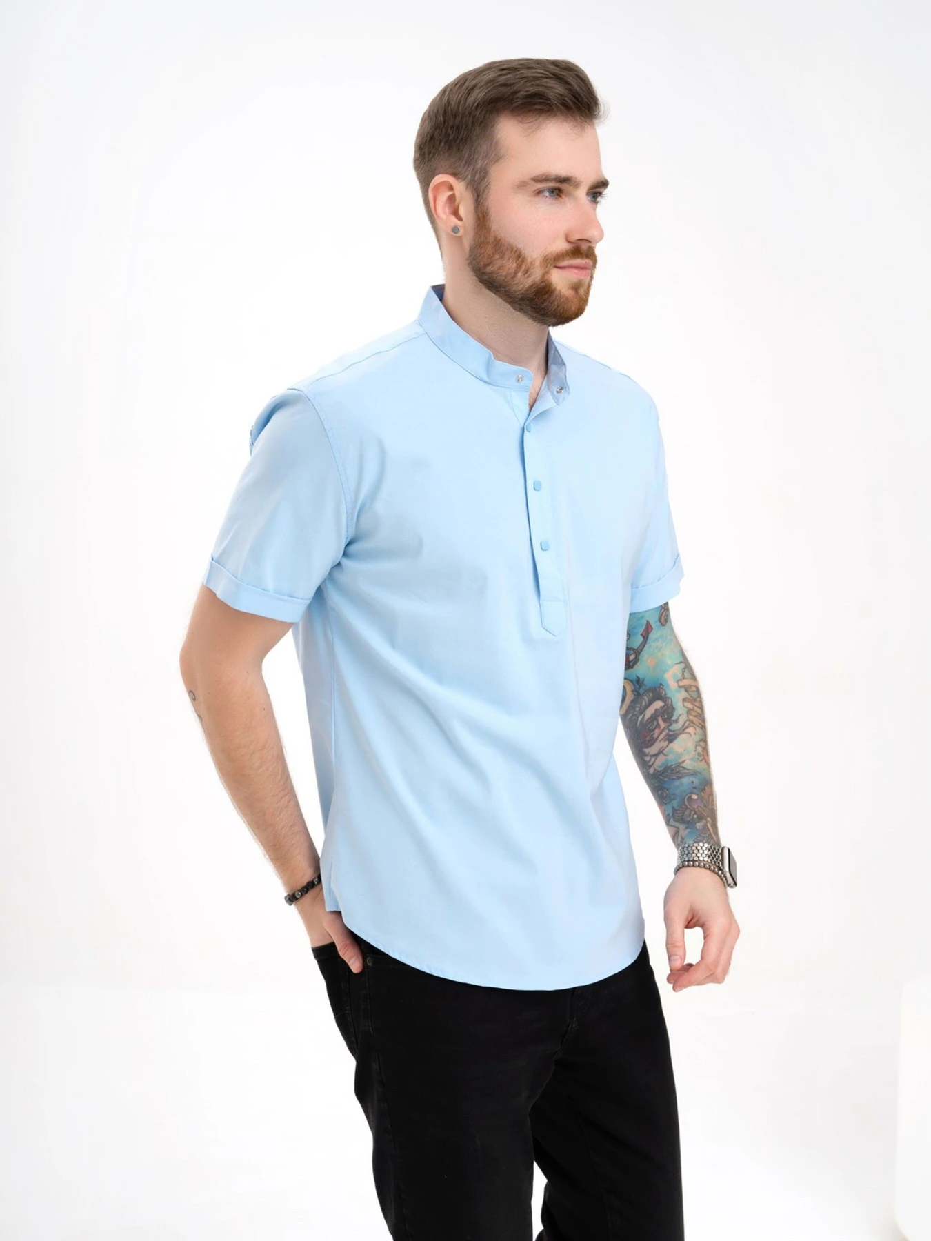 Сорочки ISSA Plus модель GN4-129_lightblue Сорочки ISSA Plus модель GN4-129_lightblue Фото