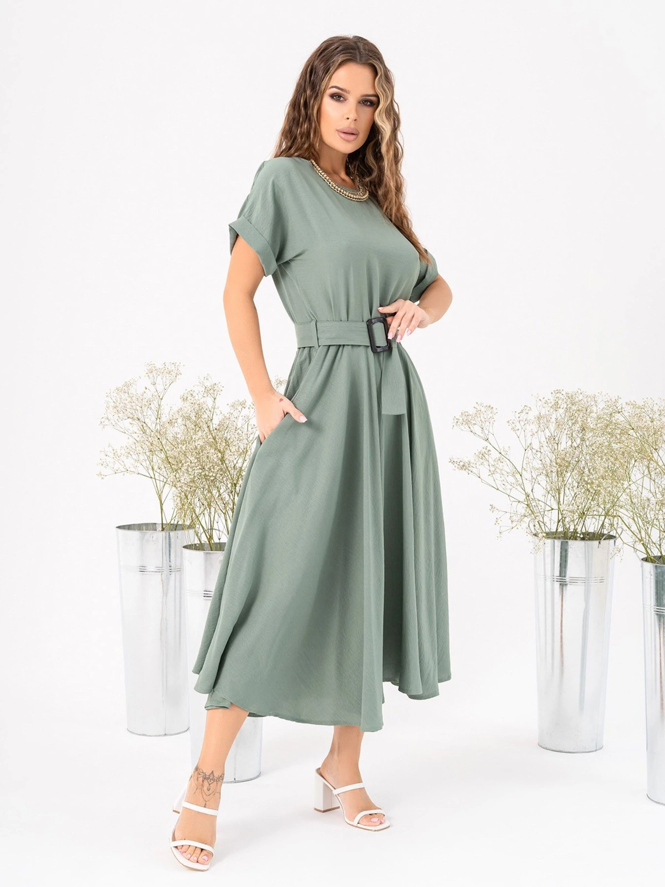 Сукні ISSA Plus модель 13998_khaki Фото