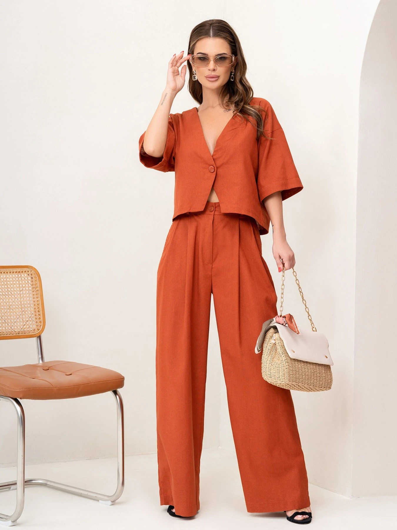 Костюмы ISSA Plus модель 14047_terracotta Фото