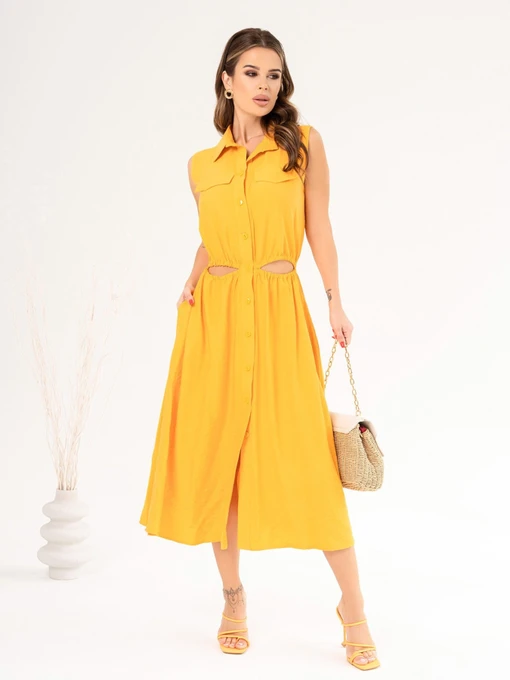 Платья ISSA Plus модель 14080_mustard Фото