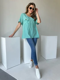 Рубашки ISSA Plus модель WN20-493_turquoise Фото