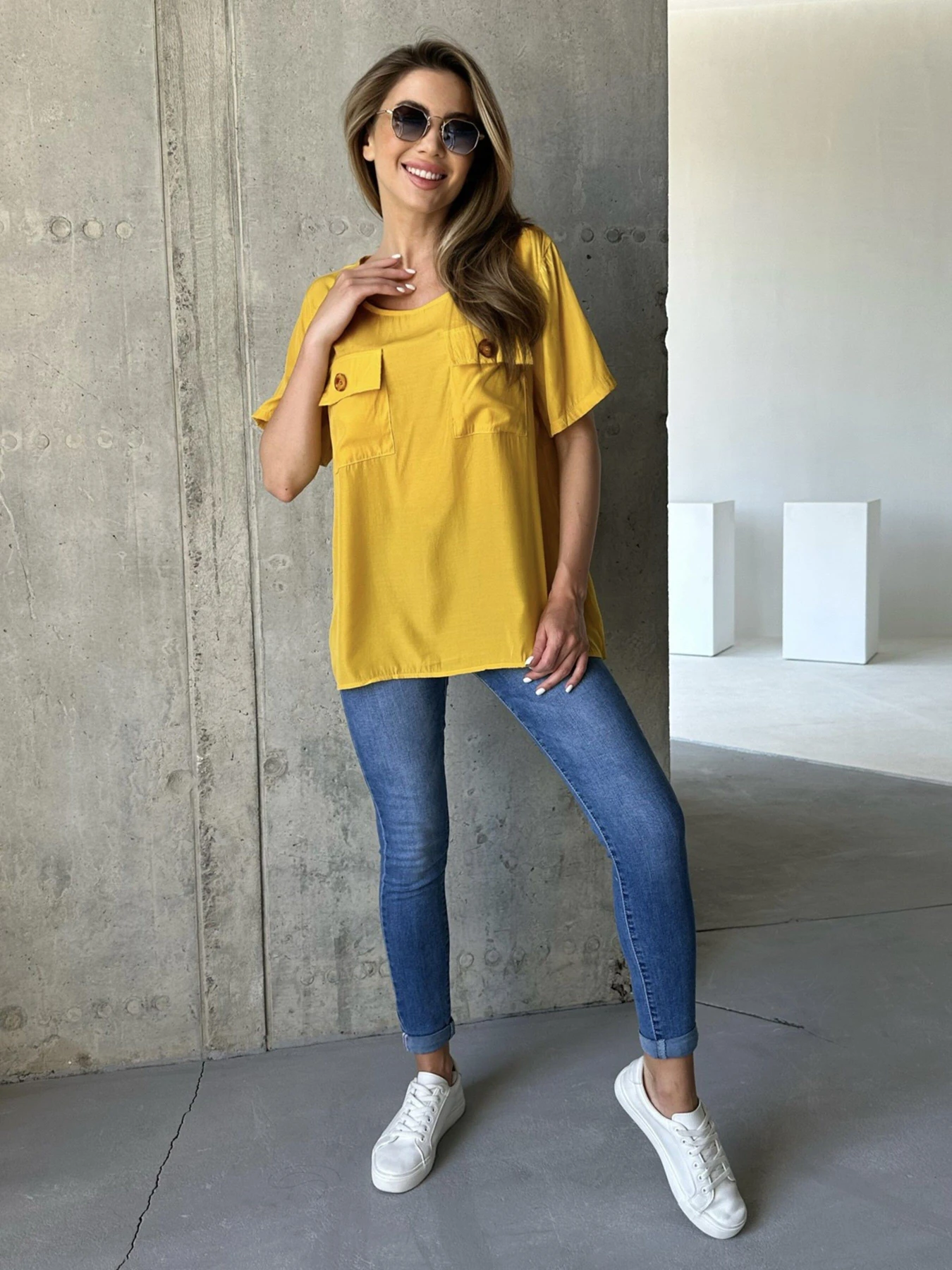 Рубашки ISSA Plus модель WN20-493_mustard Фото
