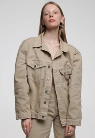 Куртки и дубленки Джинсовая куртка - бомбер модель sp21-bmbr-beige-os Фото