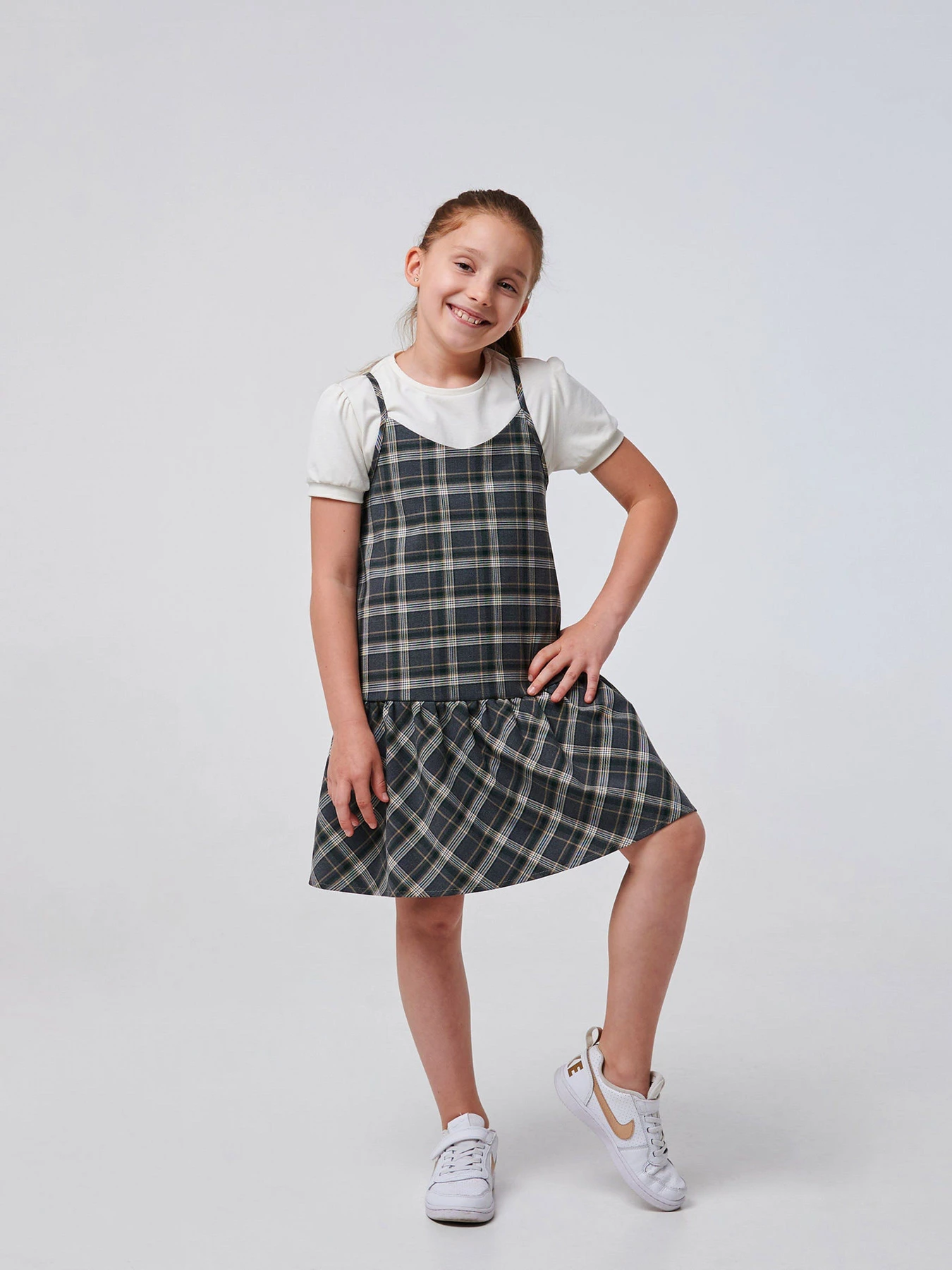 Платья SMIL модель smil_120362-sero-zelenaa-kletka Фото