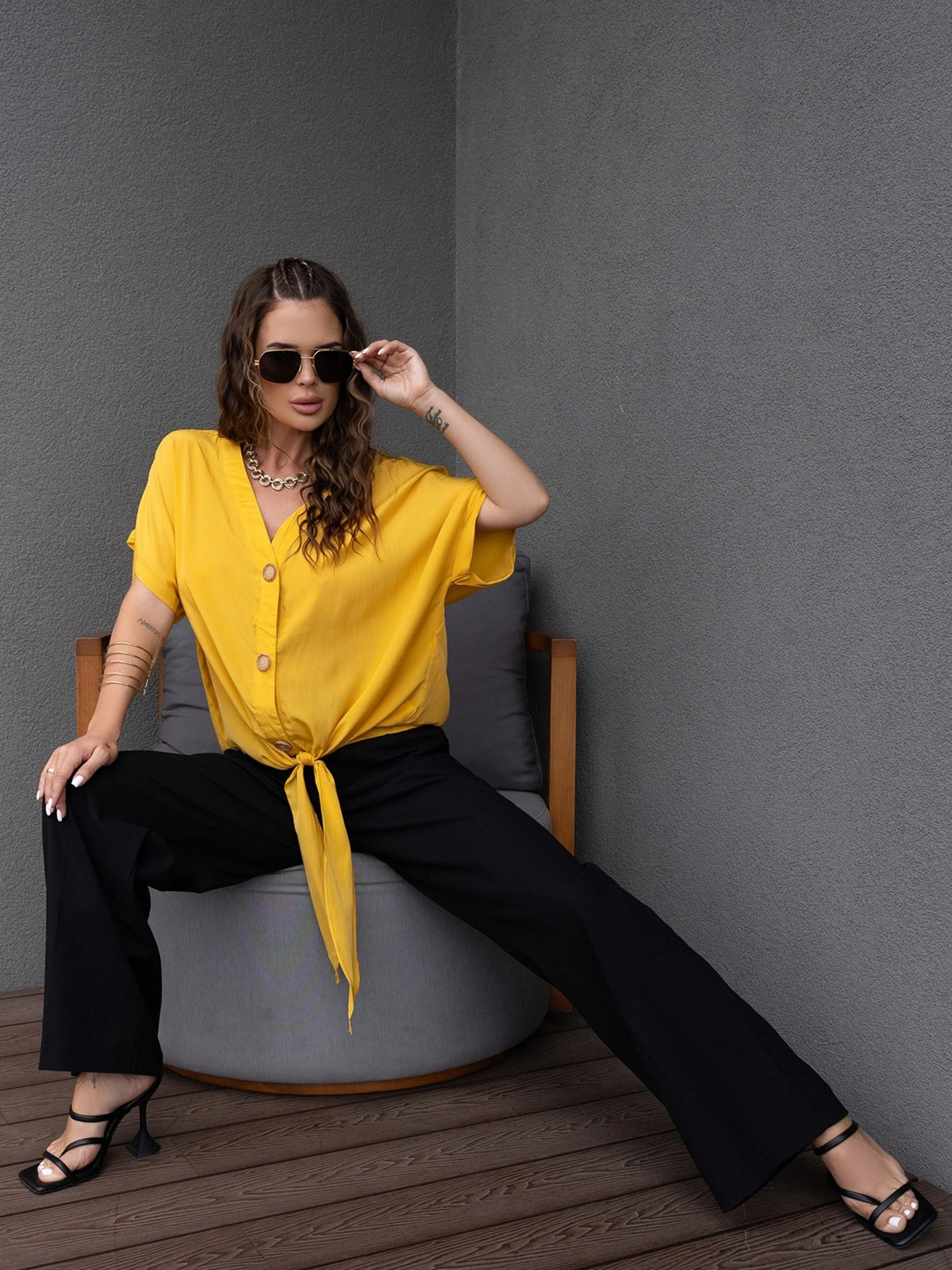 Сорочки ISSA Plus модель WN20-494_mustard Фото