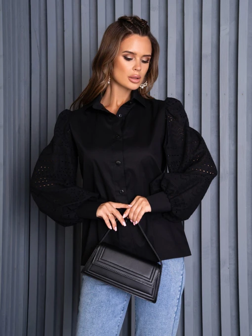 Сорочки ISSA Plus модель SA-481_black Фото