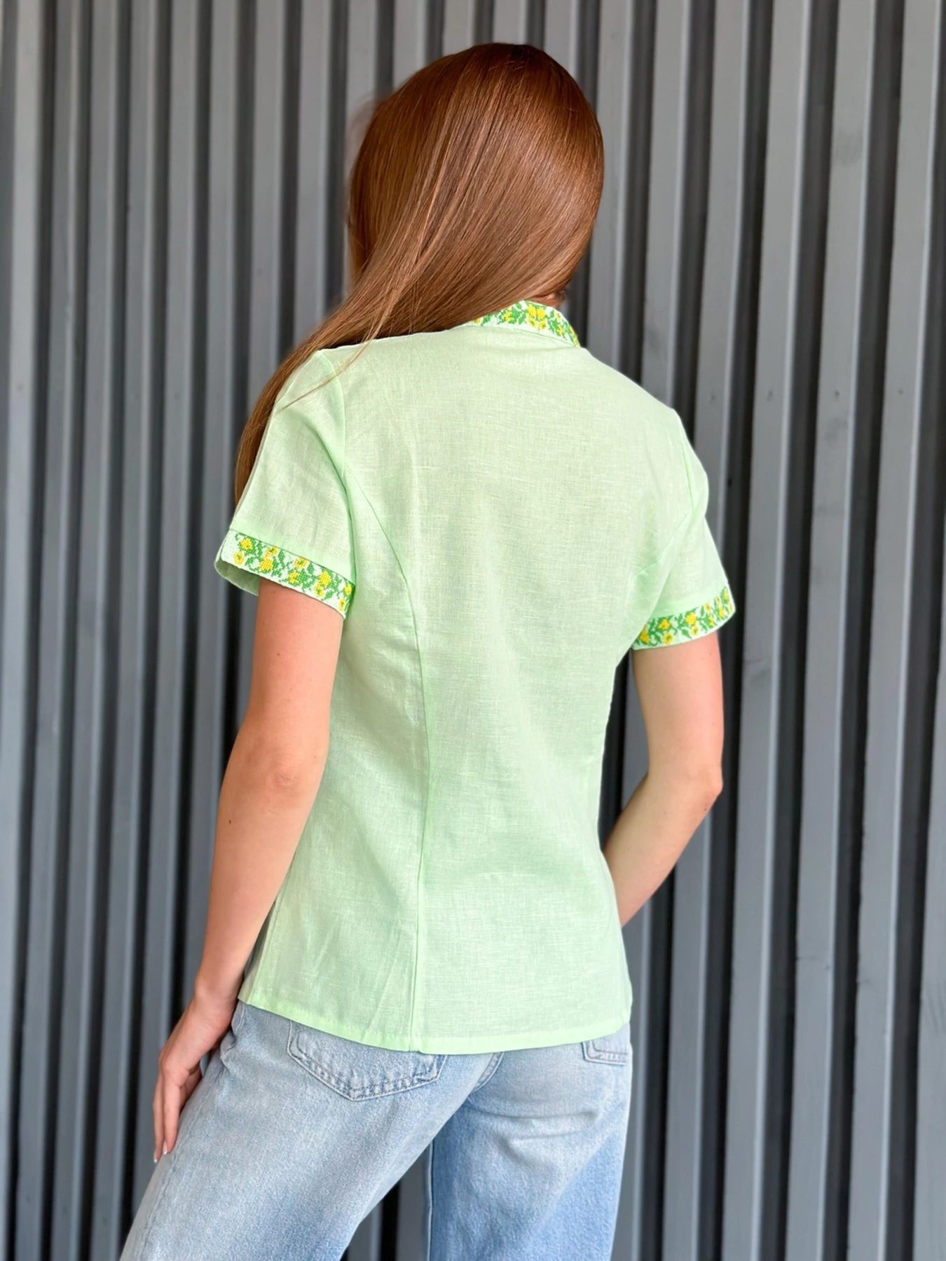 Вишиванки ISSA Plus модель WN20-527_lightgreen Фото