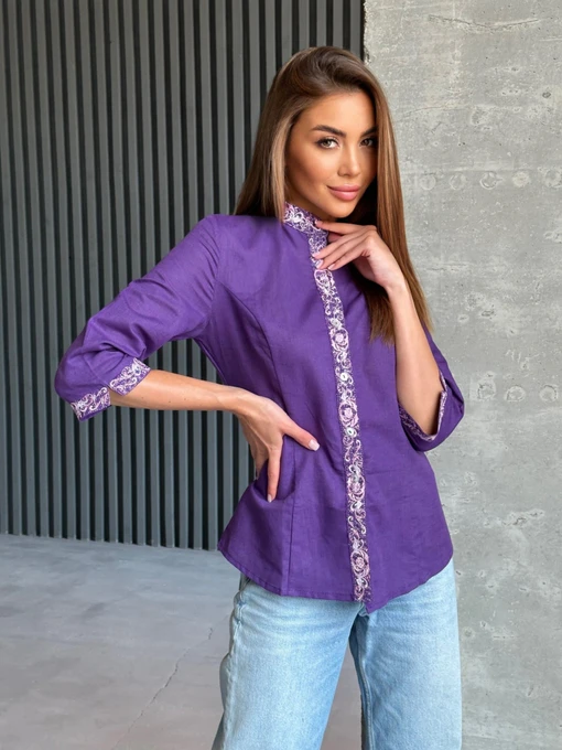 Вышиванки ISSA Plus модель WN20-528_purple Фото
