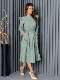 Платья ISSA Plus модель 14190_olive Фото
