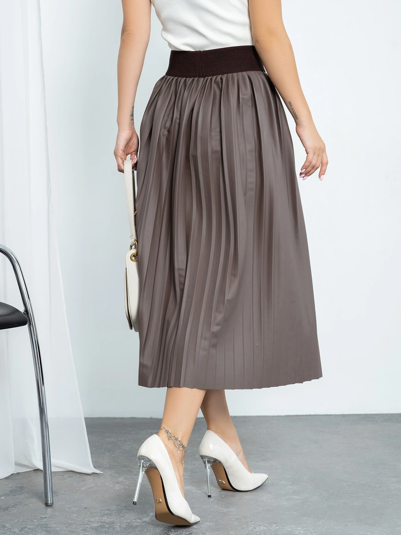 Юбки ISSA Plus модель 11451_brown Юбки ISSA Plus модель 11451_brown Фото
