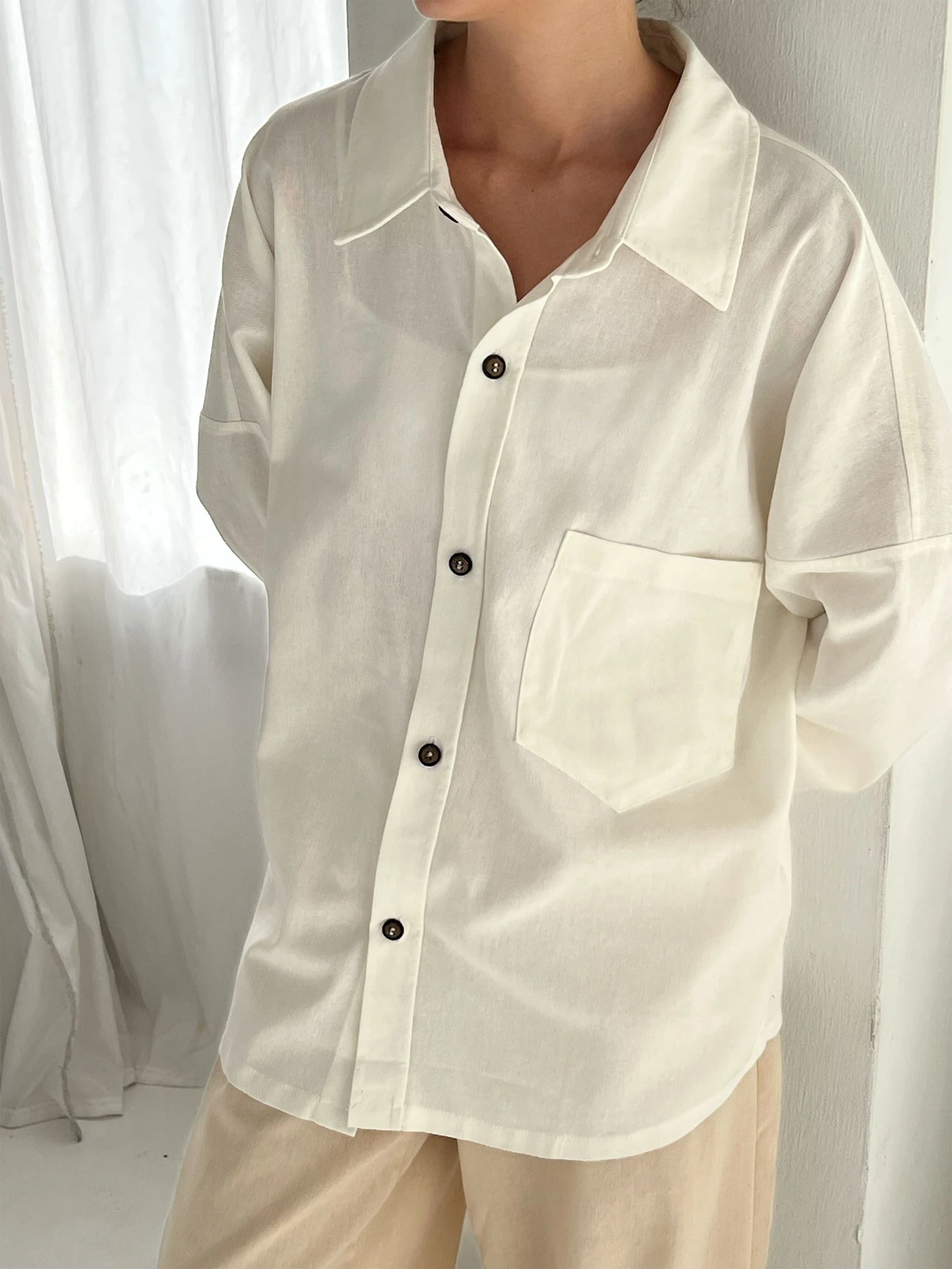 Сорочки IJ модель ij-sorochka-linen-milk Сорочки IJ модель ij-sorochka-linen-milk Фото