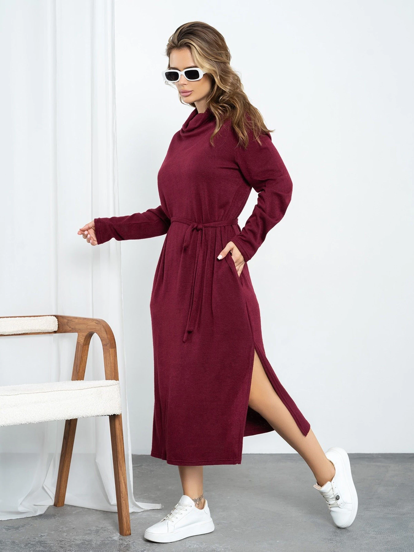 Платья ISSA Plus модель 13552_burgundy Фото