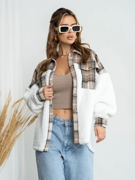 Куртки и дубленки ISSA Plus модель SA-493_beige Фото