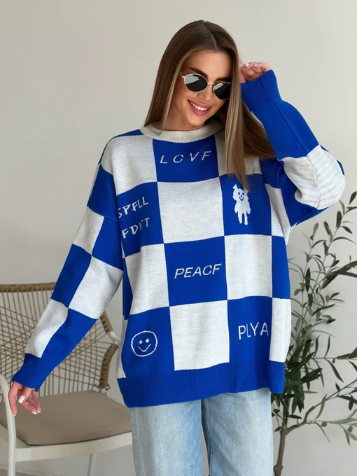 Свитры и кардиганы ISSA Plus модель WN20-556_whiteblue Фото
