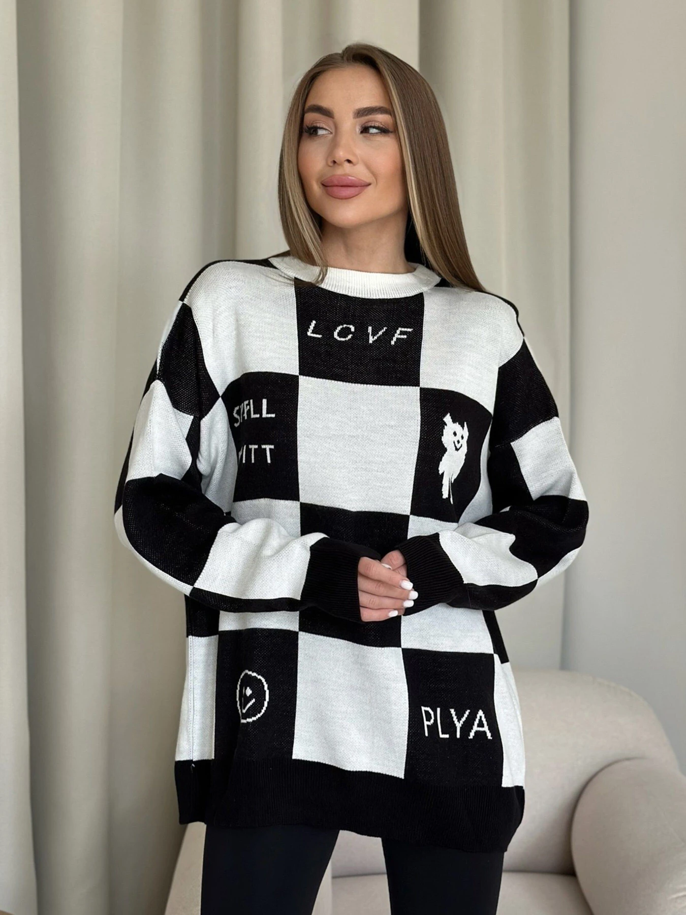 Светри та кардигани ISSA Plus модель WN20-556_whiteblack Фото