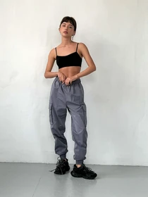 Штани IJ модель ij-cargo-poplin-uzki-grey Фото