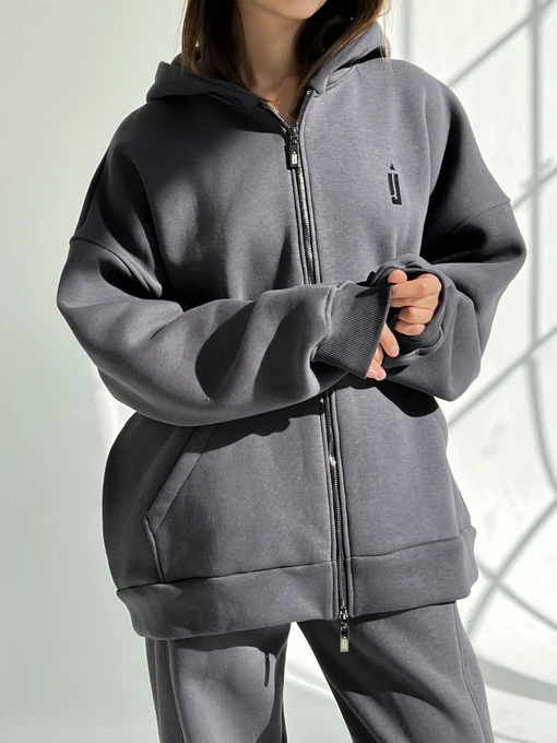 Худи и свитшоты IJ модель ij-hoodie-zip-grafit Фото