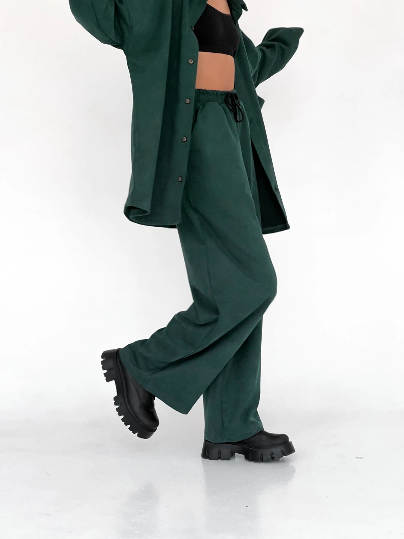 Штани IJ модель ij-pants-wide-zamsh-green Штани IJ модель ij-pants-wide-zamsh-green Фото