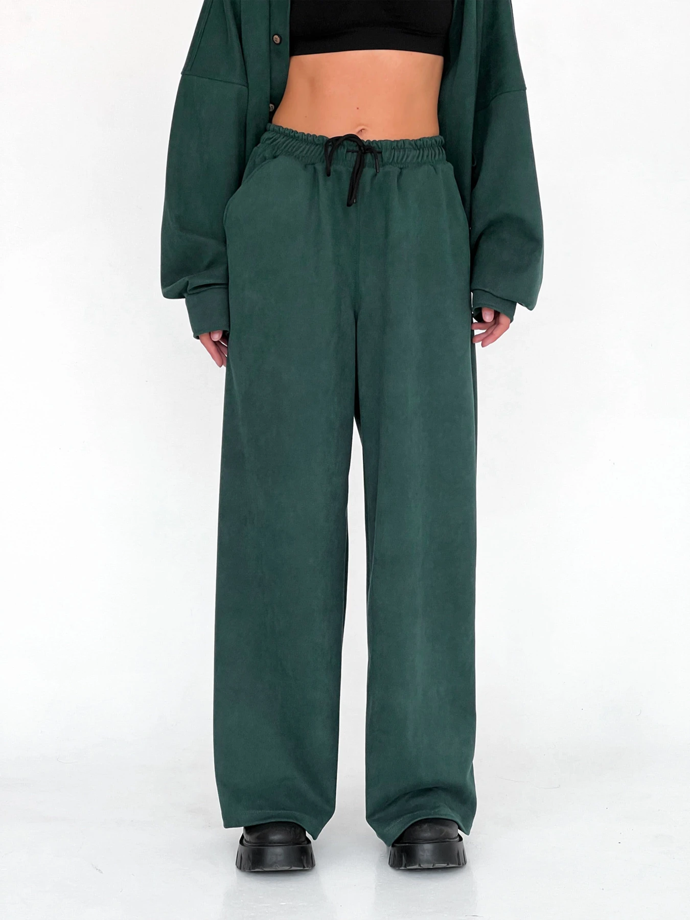 Штани IJ модель ij-pants-wide-zamsh-green Штани IJ модель ij-pants-wide-zamsh-green Фото