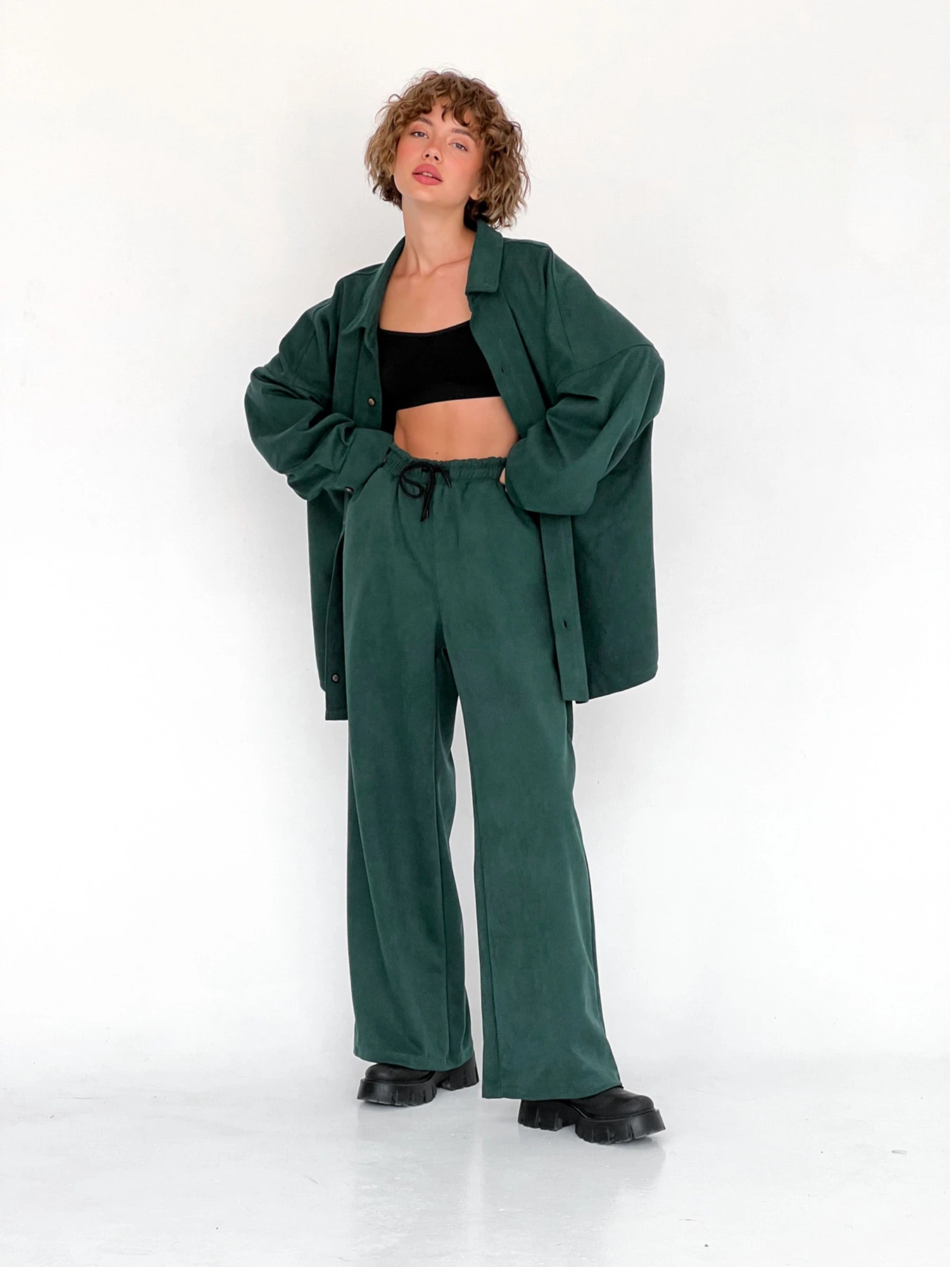 Штани IJ модель ij-pants-wide-zamsh-green Штани IJ модель ij-pants-wide-zamsh-green Фото
