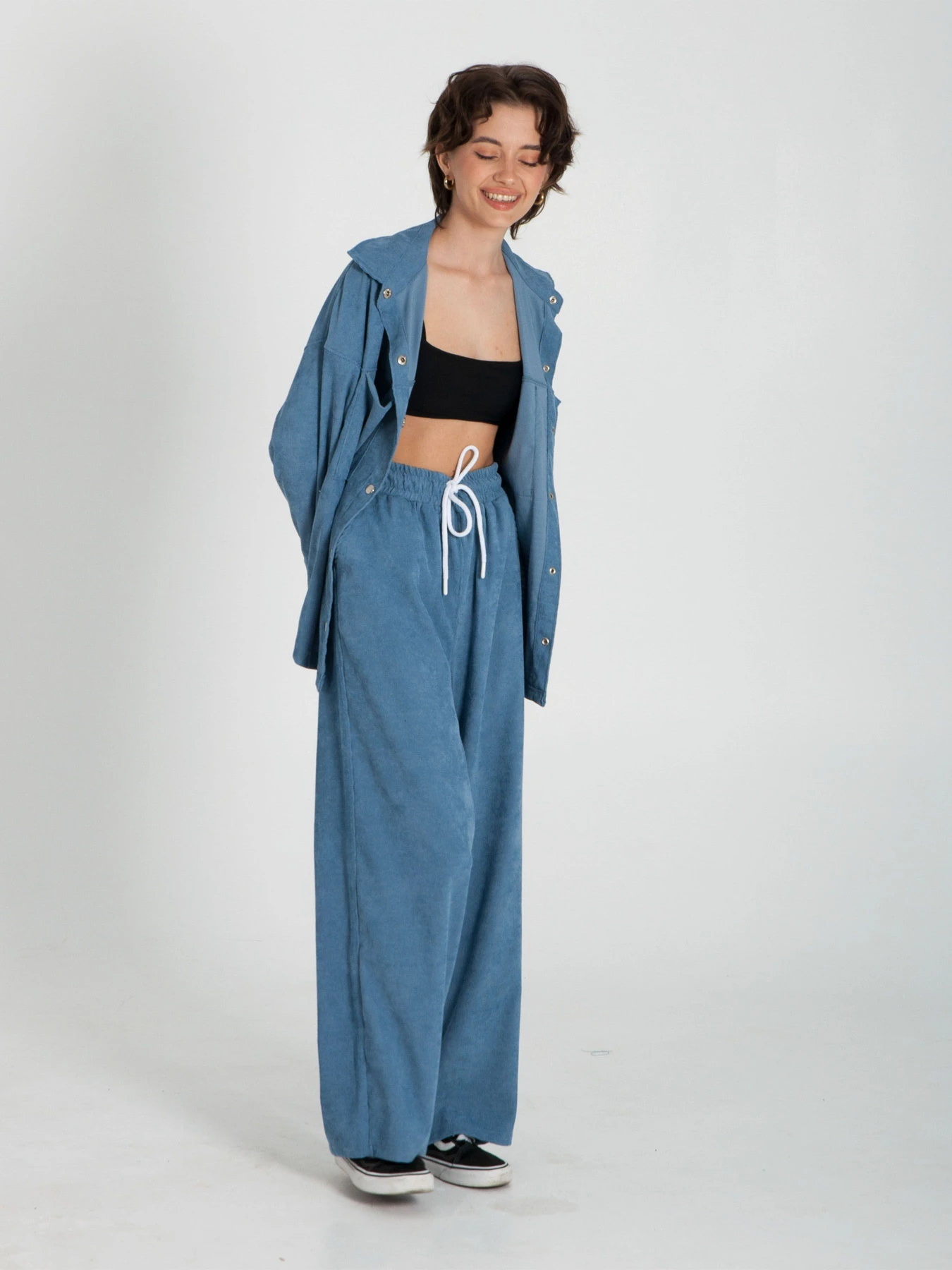 Брюки IJ модель ij-pants-wide-velvet-blue Фото