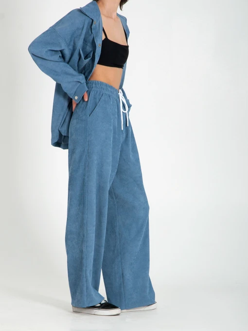 Брюки IJ модель ij-pants-wide-velvet-blue Фото