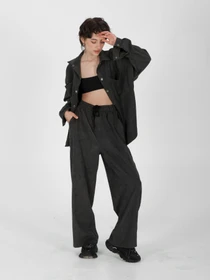Брюки IJ модель ij-pants-wide-velvet-grafit Фото