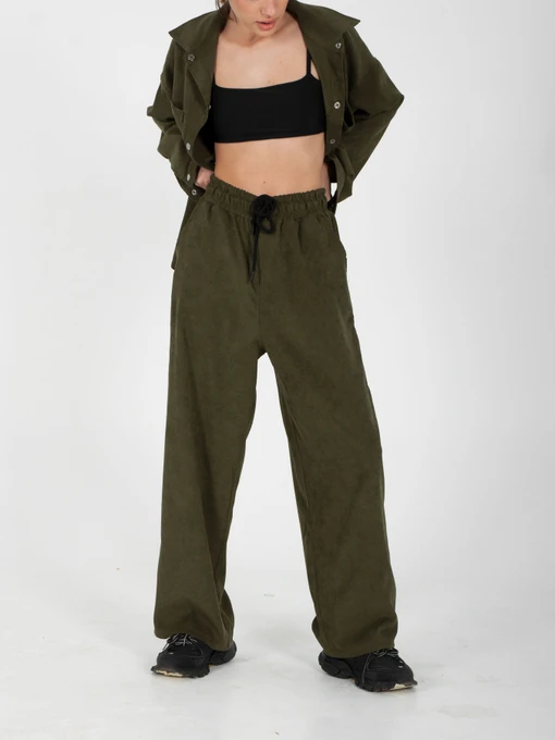 Брюки IJ модель ij-pants-wide-velvet-haki Фото