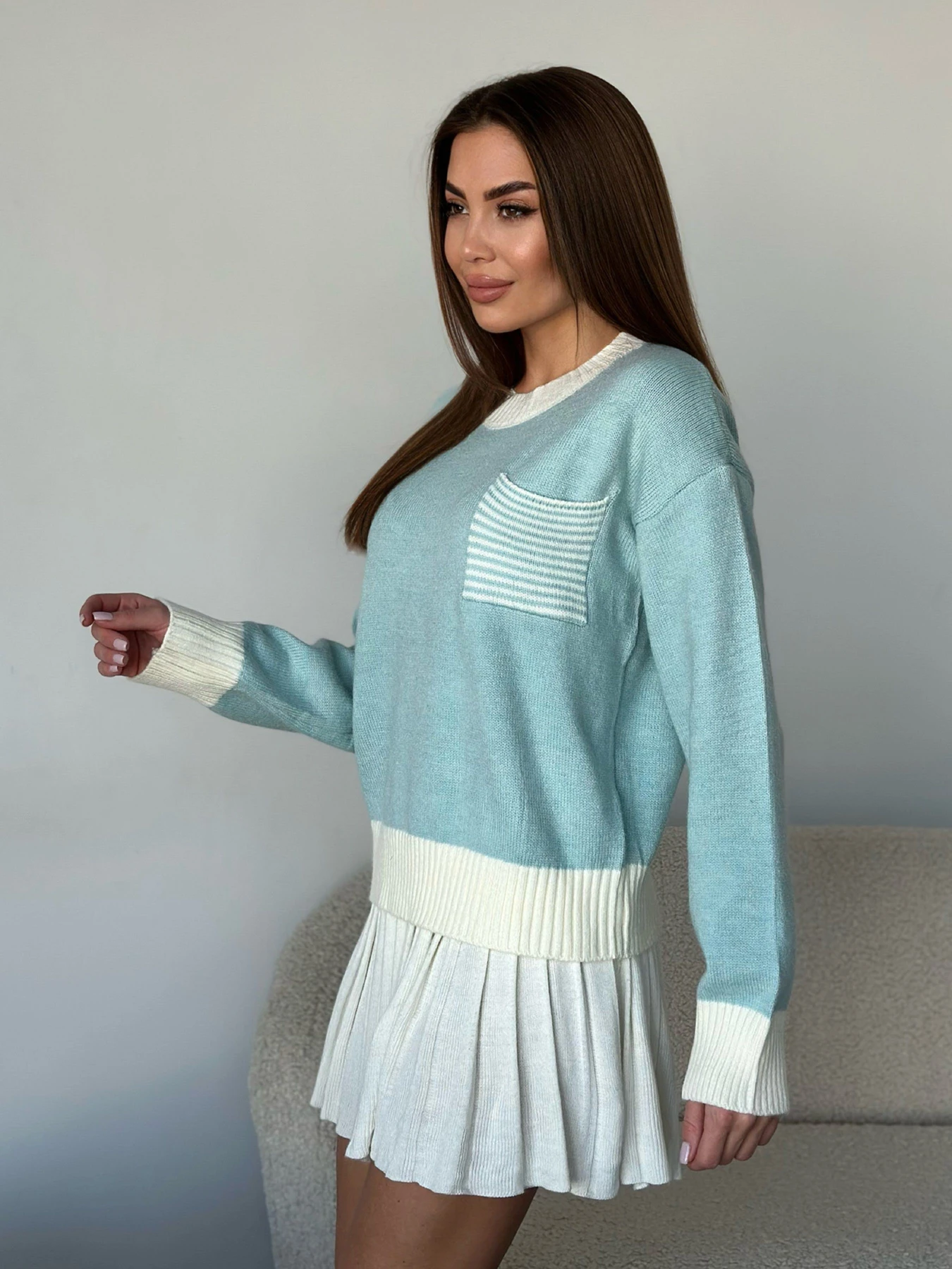 Свитры и кардиганы ISSA Plus модель WN20-561_голубой Фото