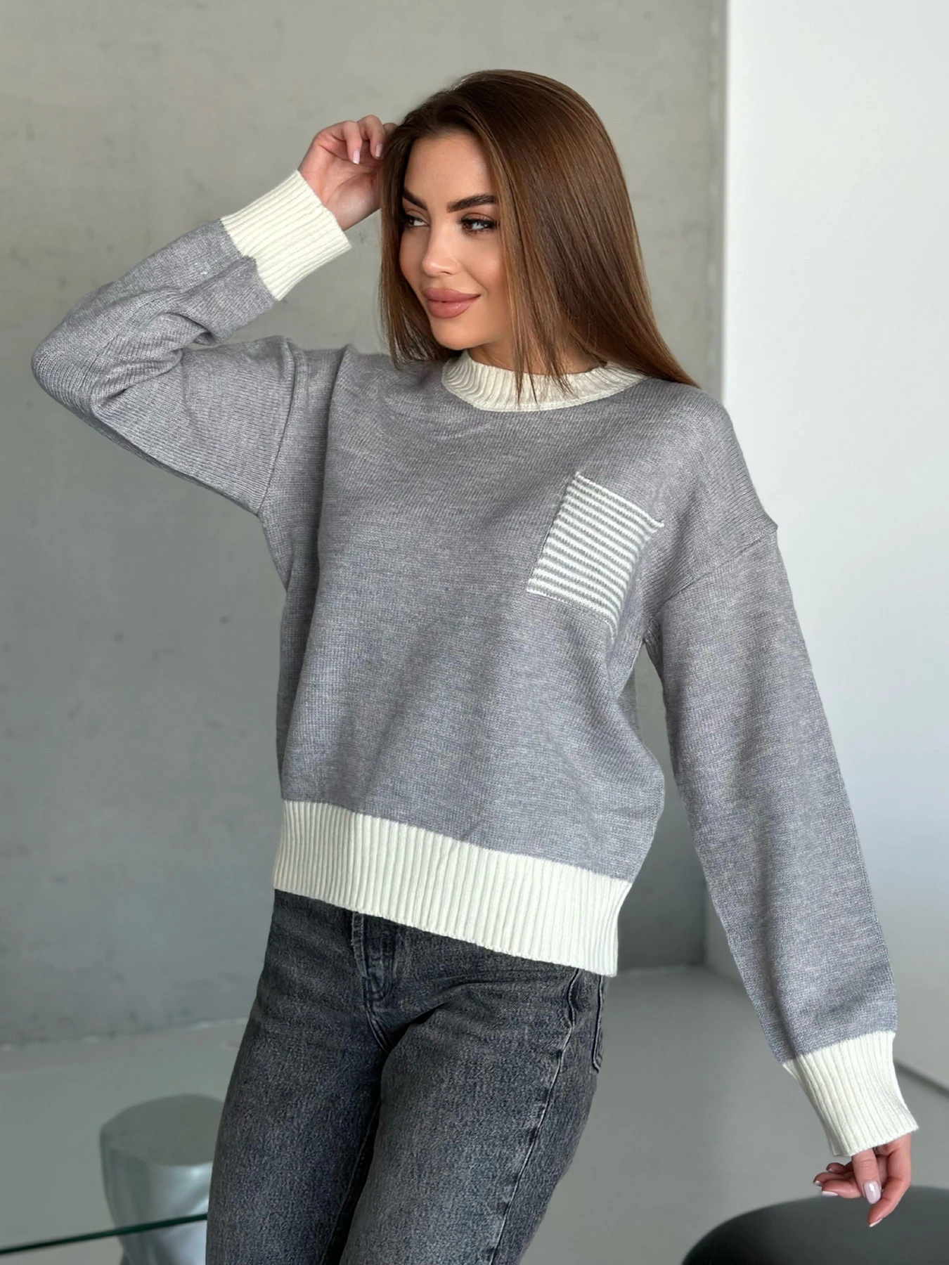 Свитры и кардиганы ISSA Plus модель WN20-561_серый Фото