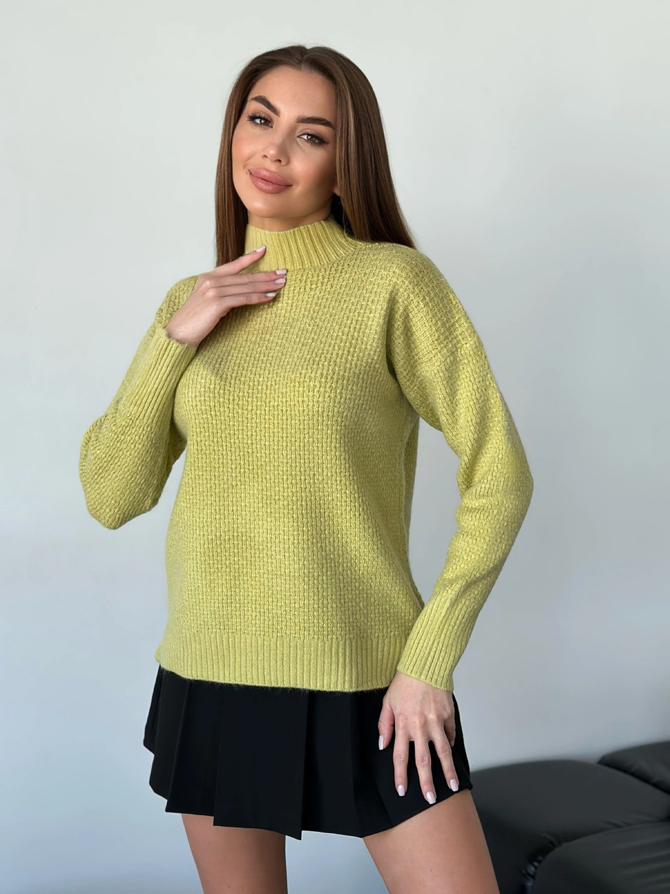 Свитры и кардиганы ISSA Plus модель WN20-562_оливковый Свитры и кардиганы ISSA Plus модель WN20-562_оливковый Фото