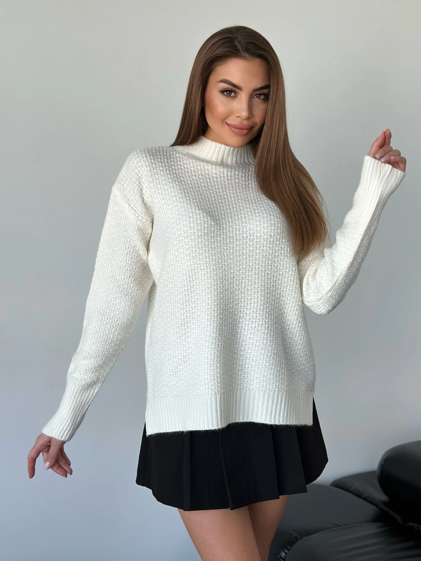 Свитры и кардиганы ISSA Plus модель WN20-562_белый Свитры и кардиганы ISSA Plus модель WN20-562_белый Фото