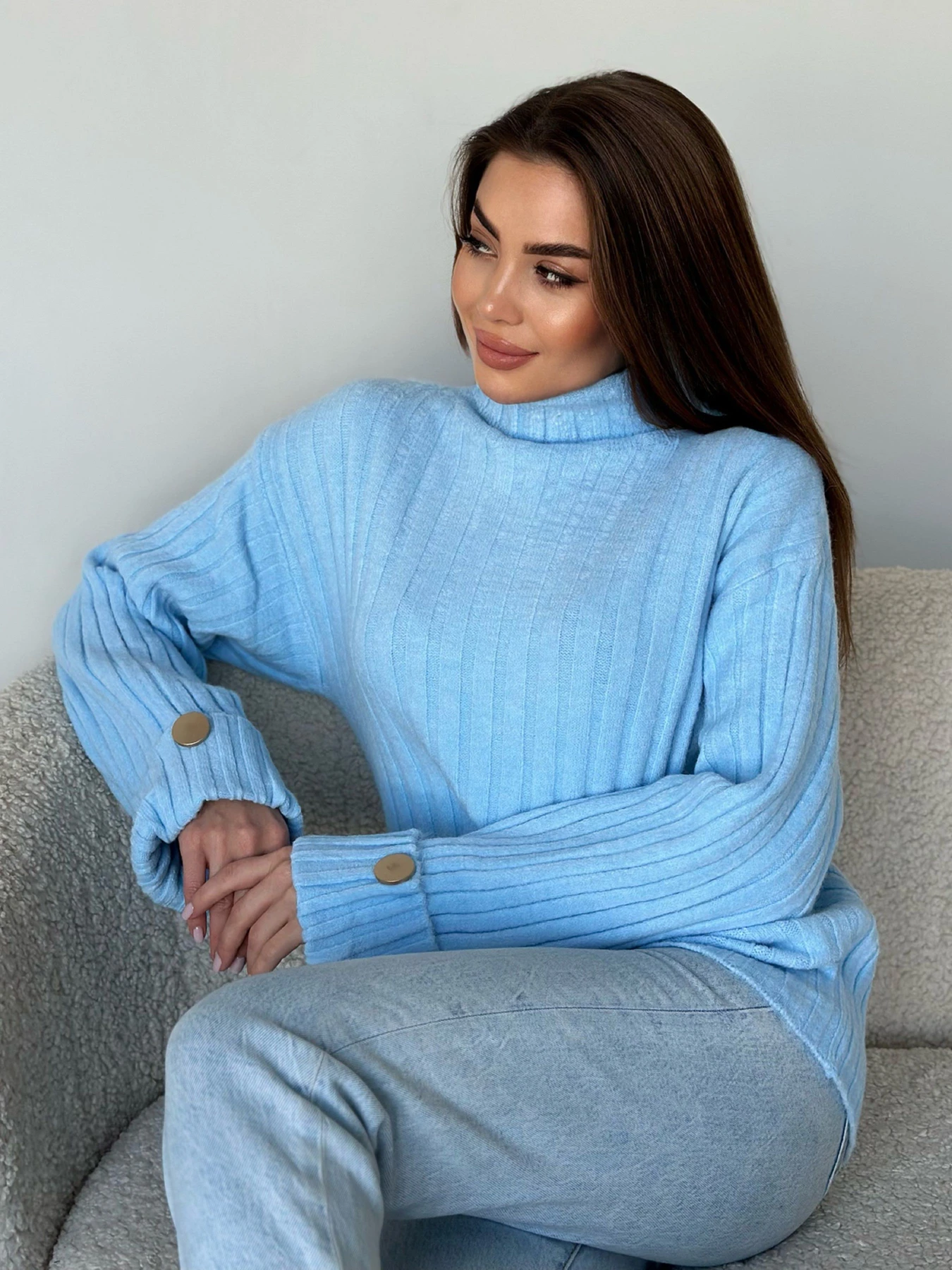 Свитры и кардиганы ISSA Plus модель WN20-565_голубой Фото