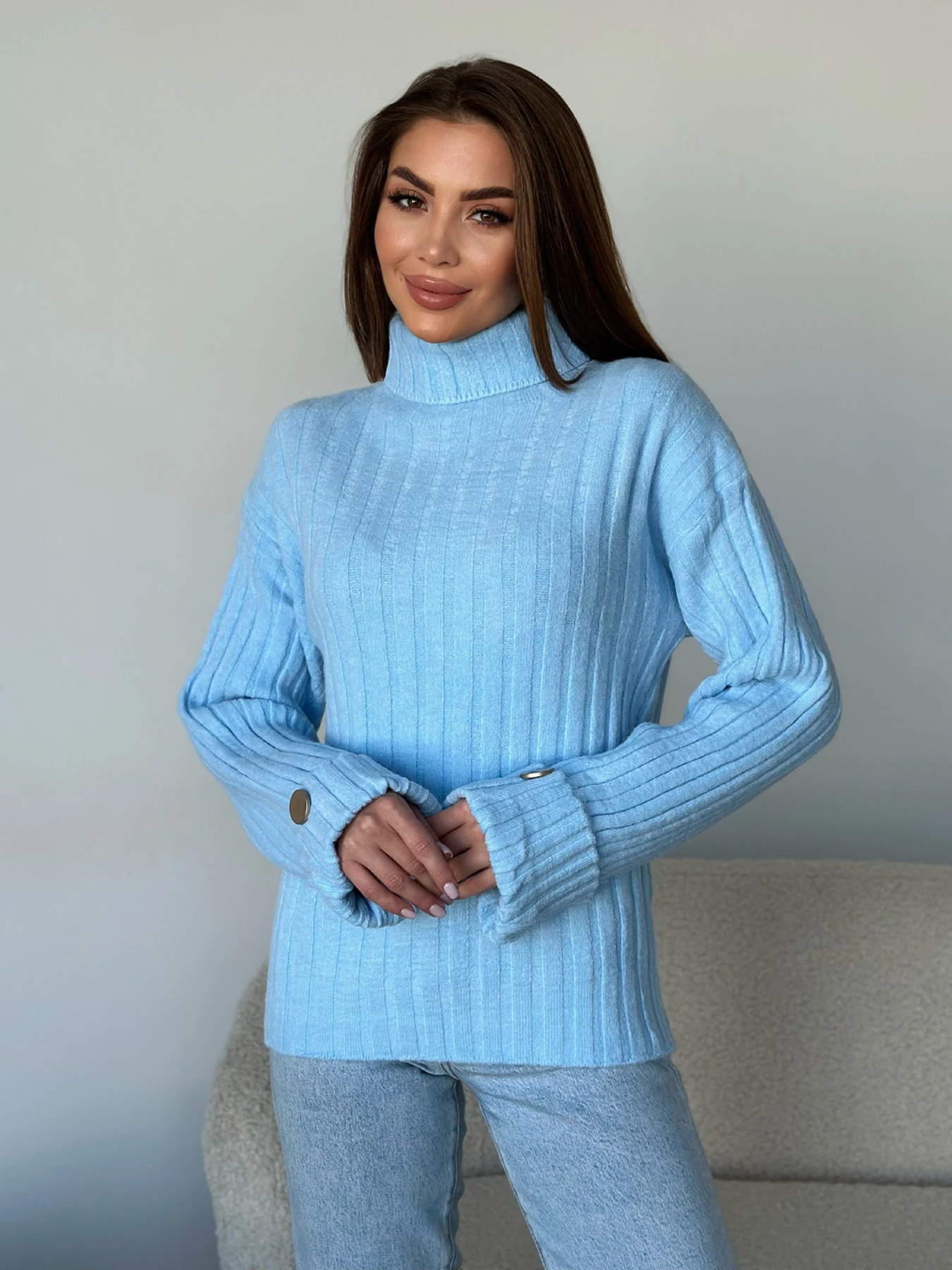 Свитры и кардиганы ISSA Plus модель WN20-565_голубой Фото
