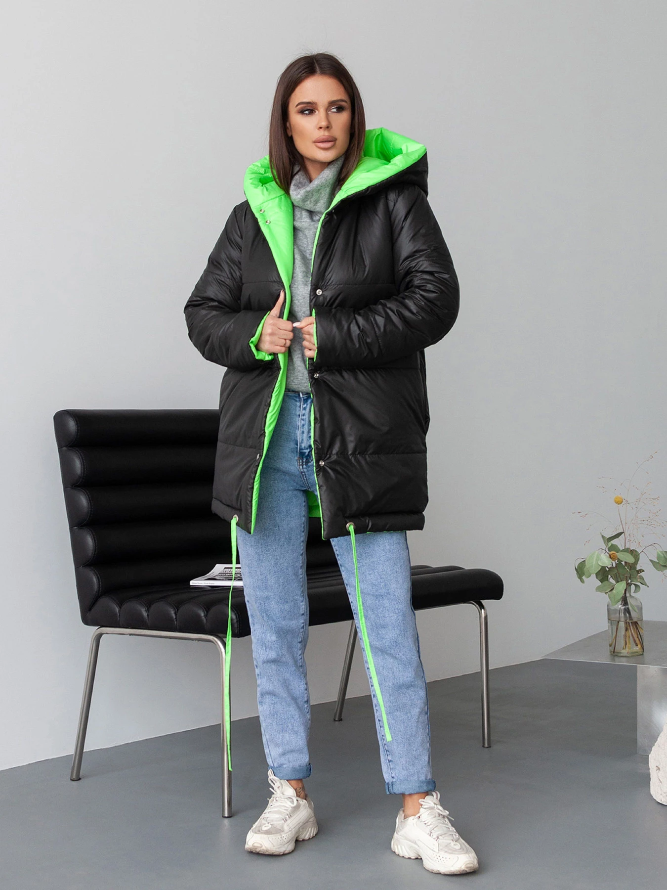 Куртки та дублянки ISSA Plus модель SA-31A_черный_салатовый Куртки та дублянки ISSA Plus модель SA-31A_черный_салатовый Фото