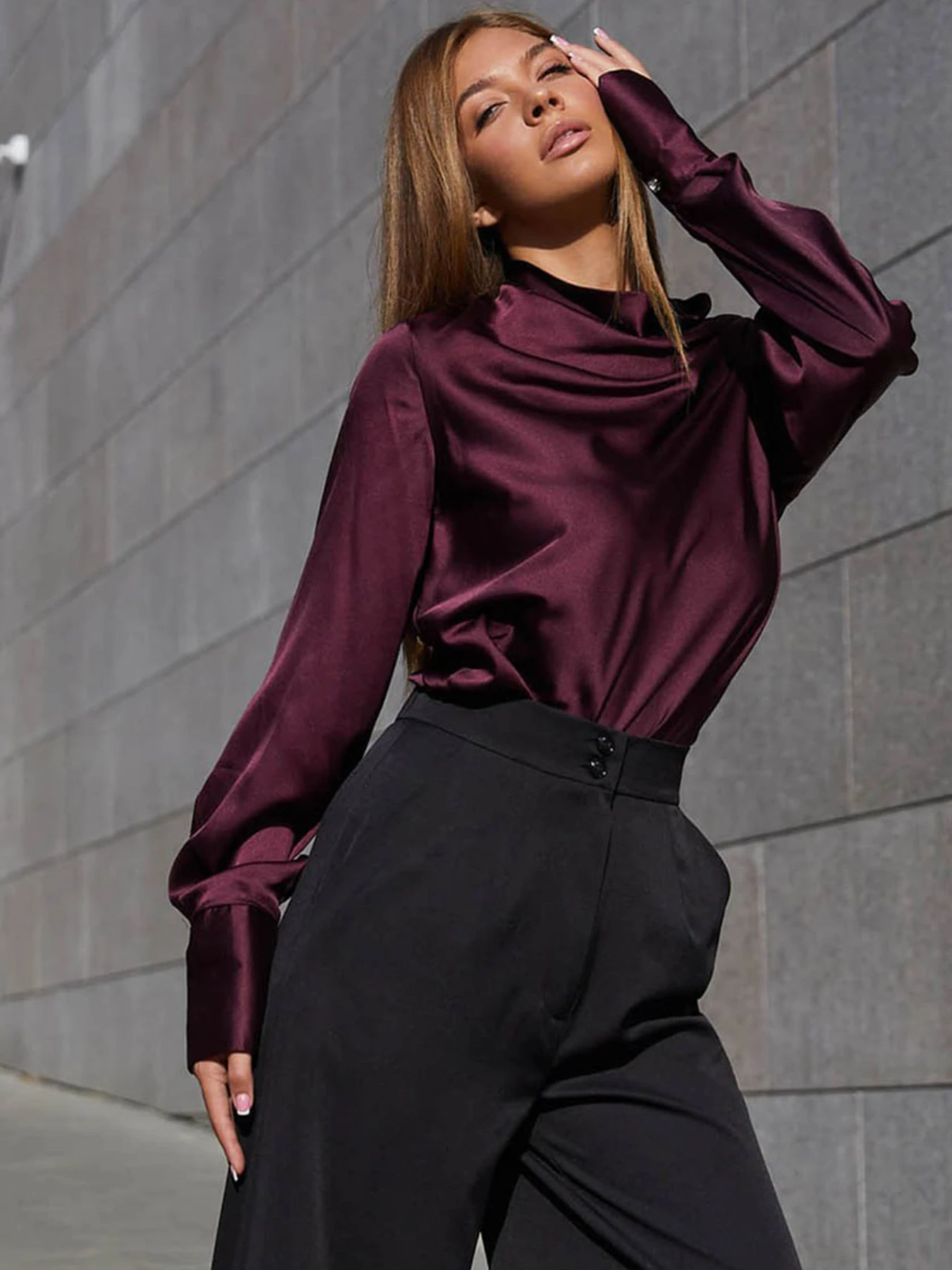 Рубашки Jadone Fashion модель Bluza_Kamilla_marsala Фото