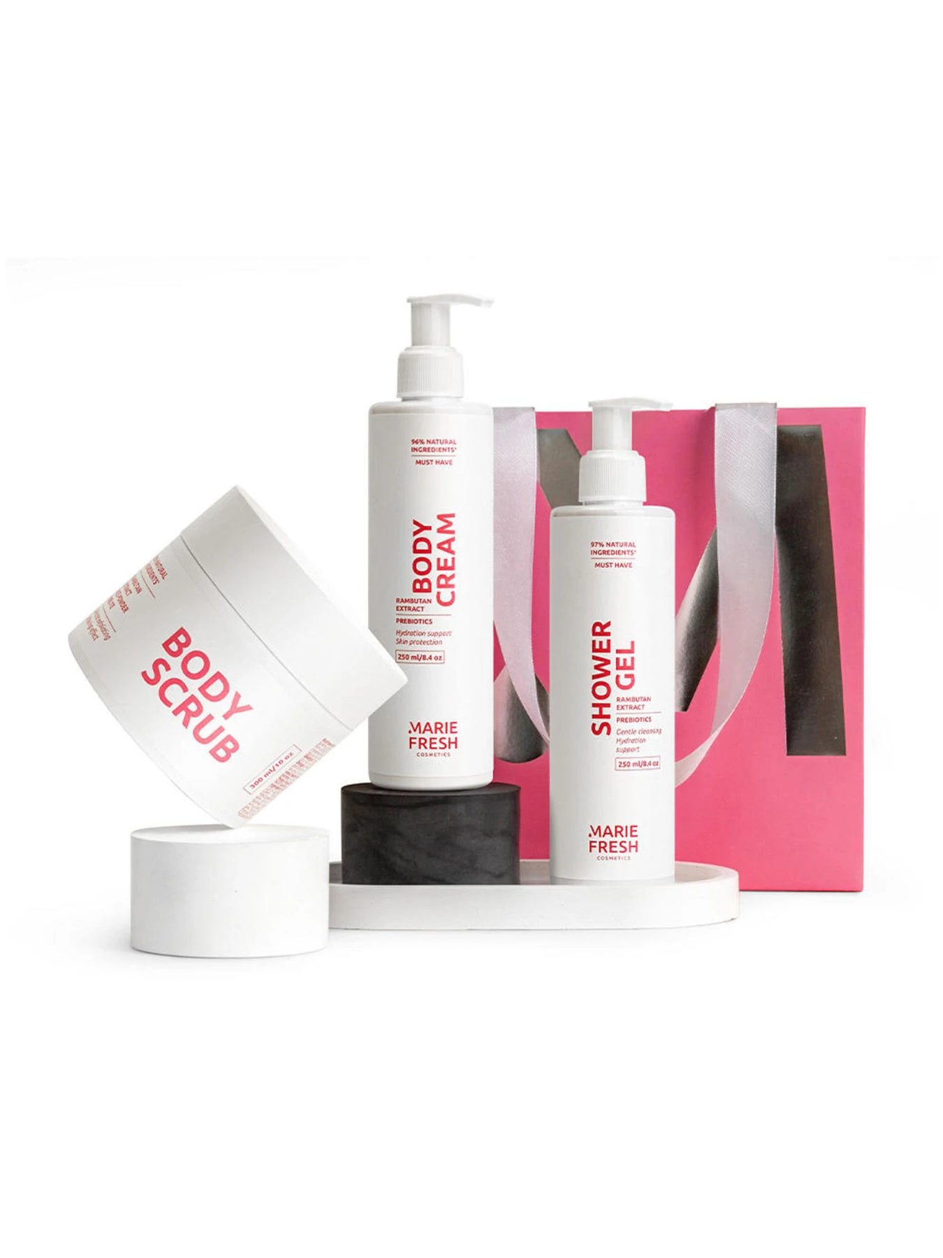 Подарочный набор для тела ALL YOUR BODY NEEDS Гель для душа, скраб для тела и крем для тела MARIE FRESH Cosmetics модель aybn-3-4 Подарочный набор для тела ALL YOUR BODY NEEDS Гель для душа, скраб для тела и крем для тела MARIE FRESH Cosmetics модель aybn-3-4 Фото