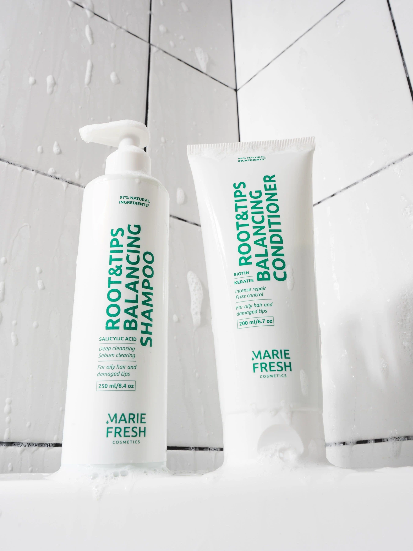 Набор шампунь+кондиционер для жирных корней и сухих кончиков MARIE FRESH Cosmetics модель rbk-3-2 Набор шампунь+кондиционер для жирных корней и сухих кончиков MARIE FRESH Cosmetics модель rbk-3-2 Фото