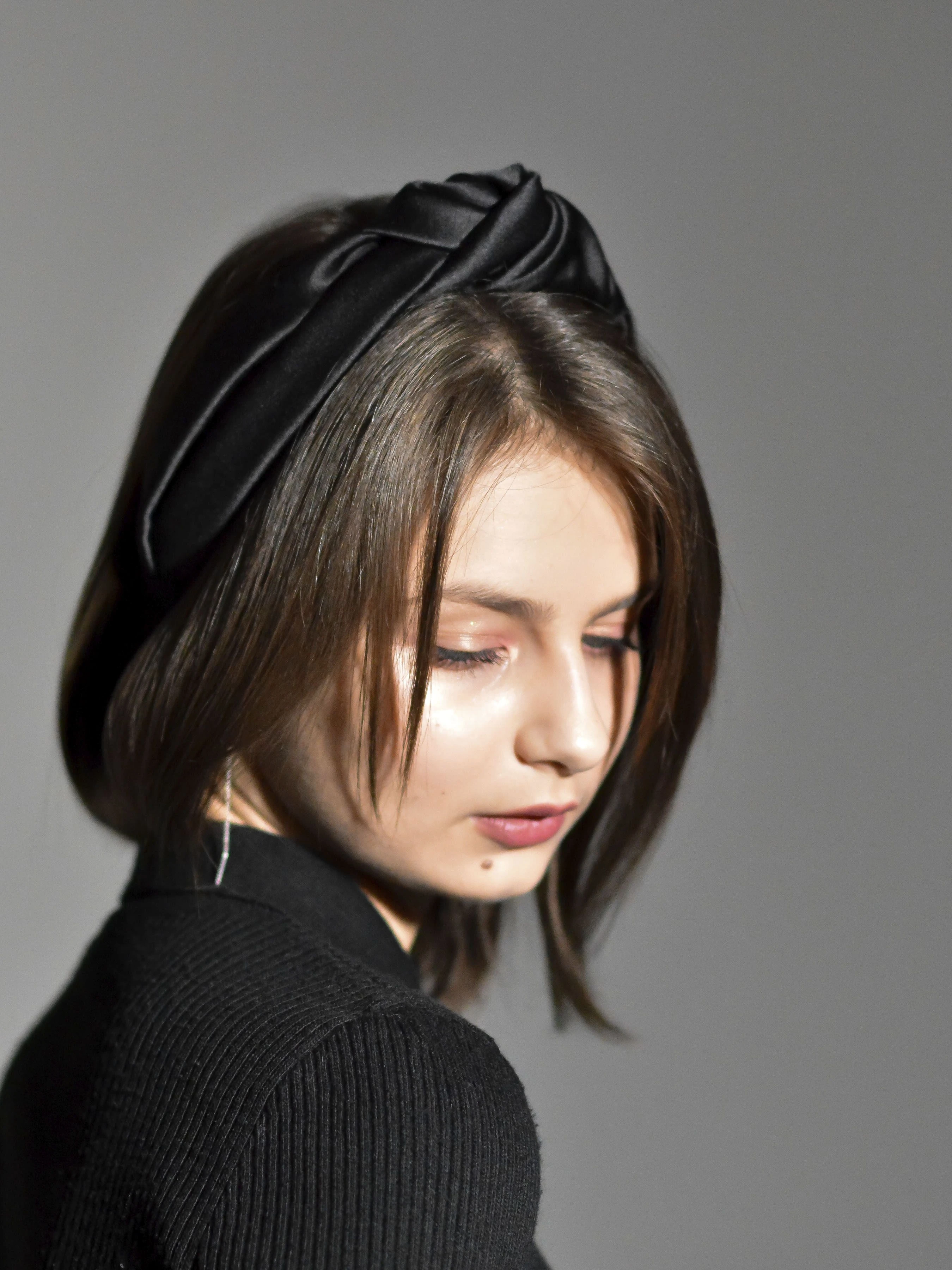 Обруч для волосся MyScarf чорний one size атлас без сітки, чорний