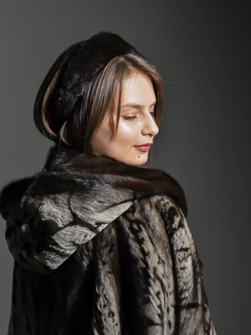 Обруч для волосся MyScarf хутряний one size колір шоколад, натуральна норка MyScarf модель mp19616115 Фото