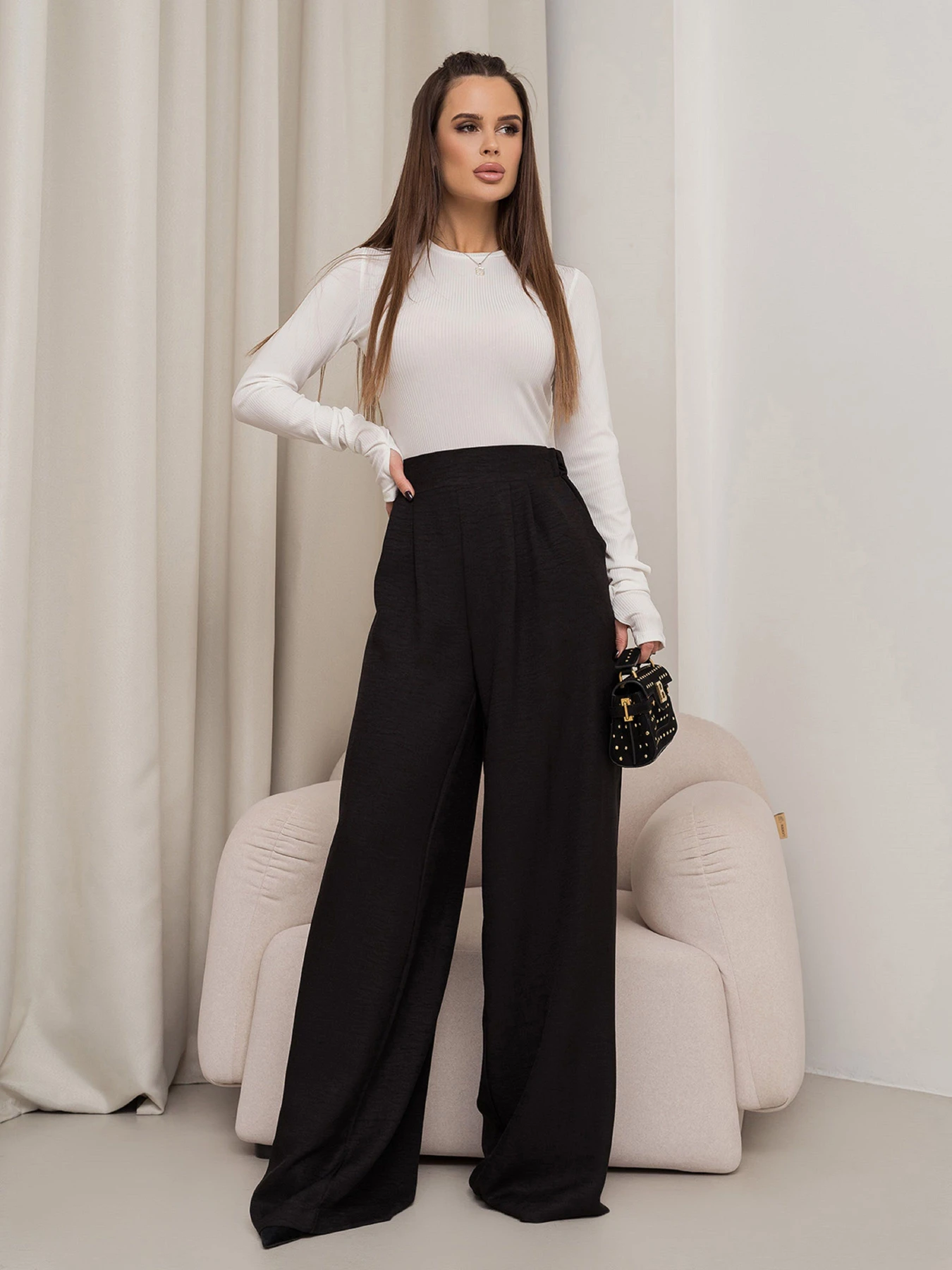 Брюки ISSA Plus модель 14455_черный Брюки ISSA Plus модель 14455_черный Фото