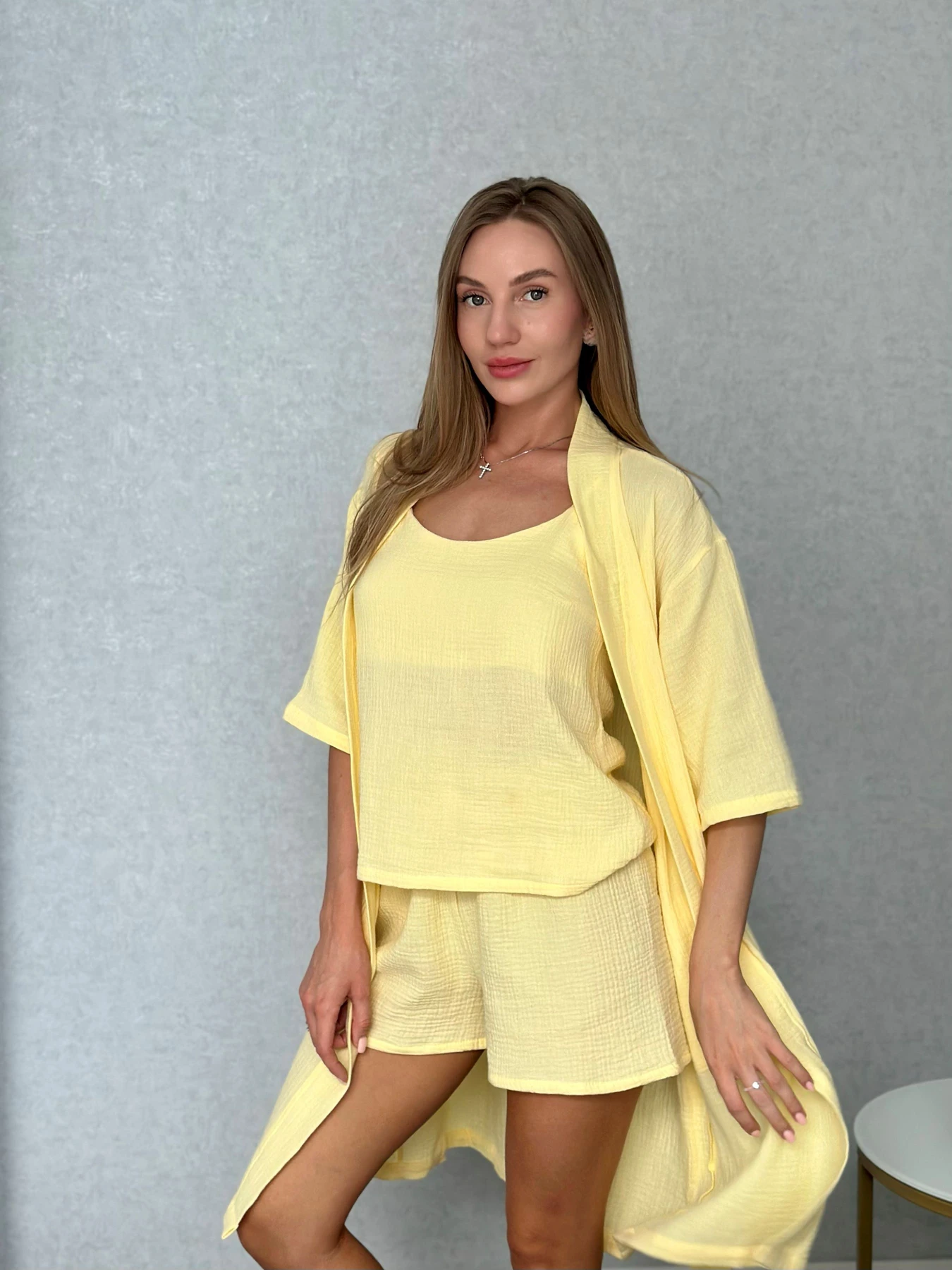 Одежда для дома и сна Cosy Мусліновий Набір модель M14+P Одежда для дома и сна Cosy Мусліновий Набір модель M14+P Фото