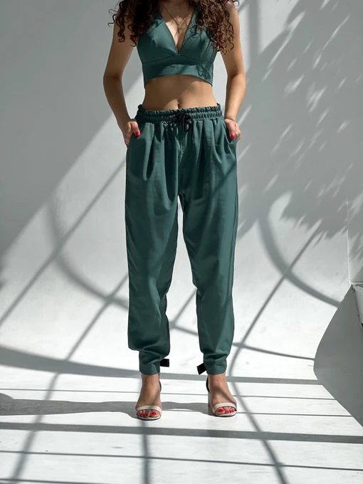 Брюки IJ модель lipuchki-linen-green Фото